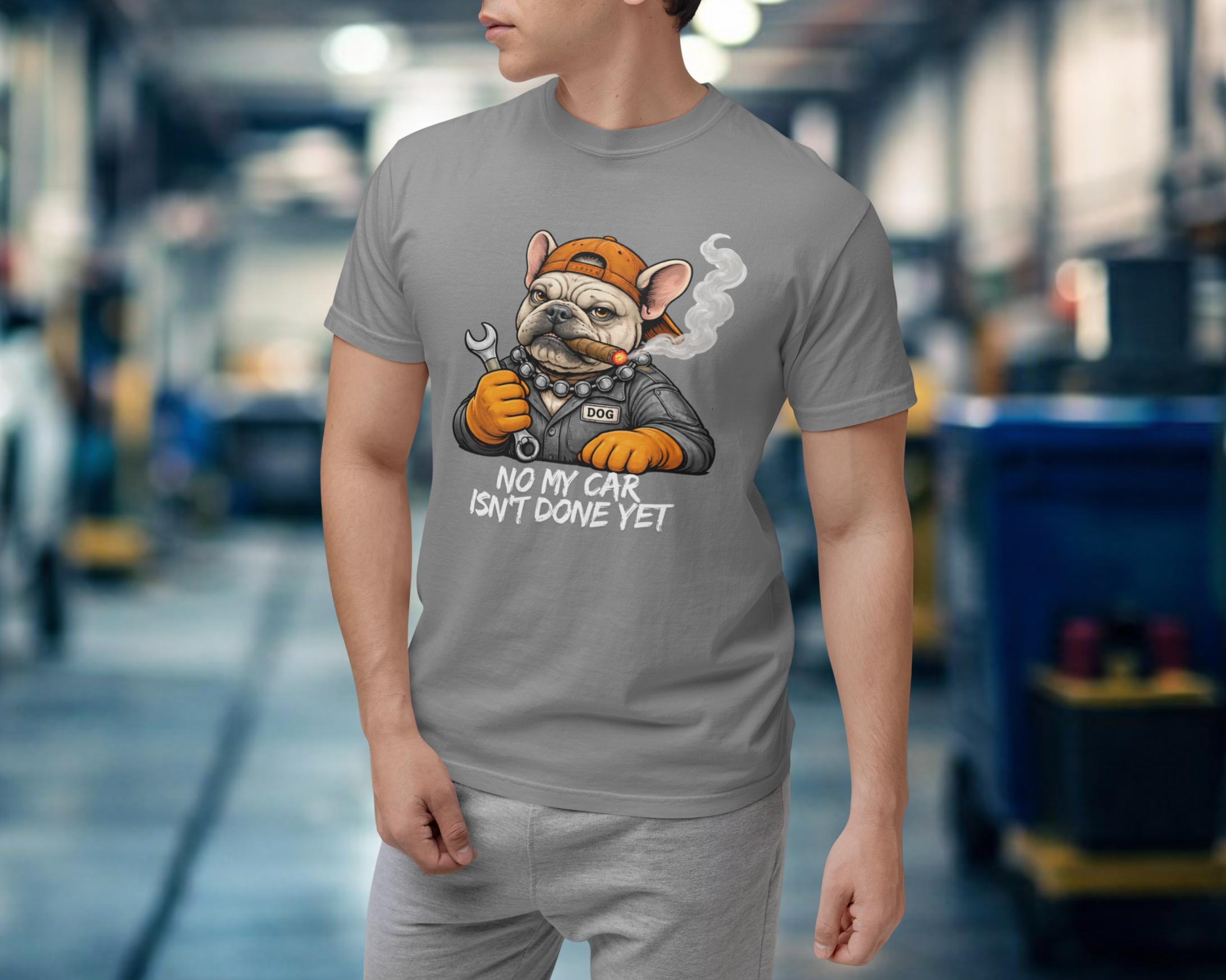 No My Car Isn`t Done Yet — Mechanic Dog Tee