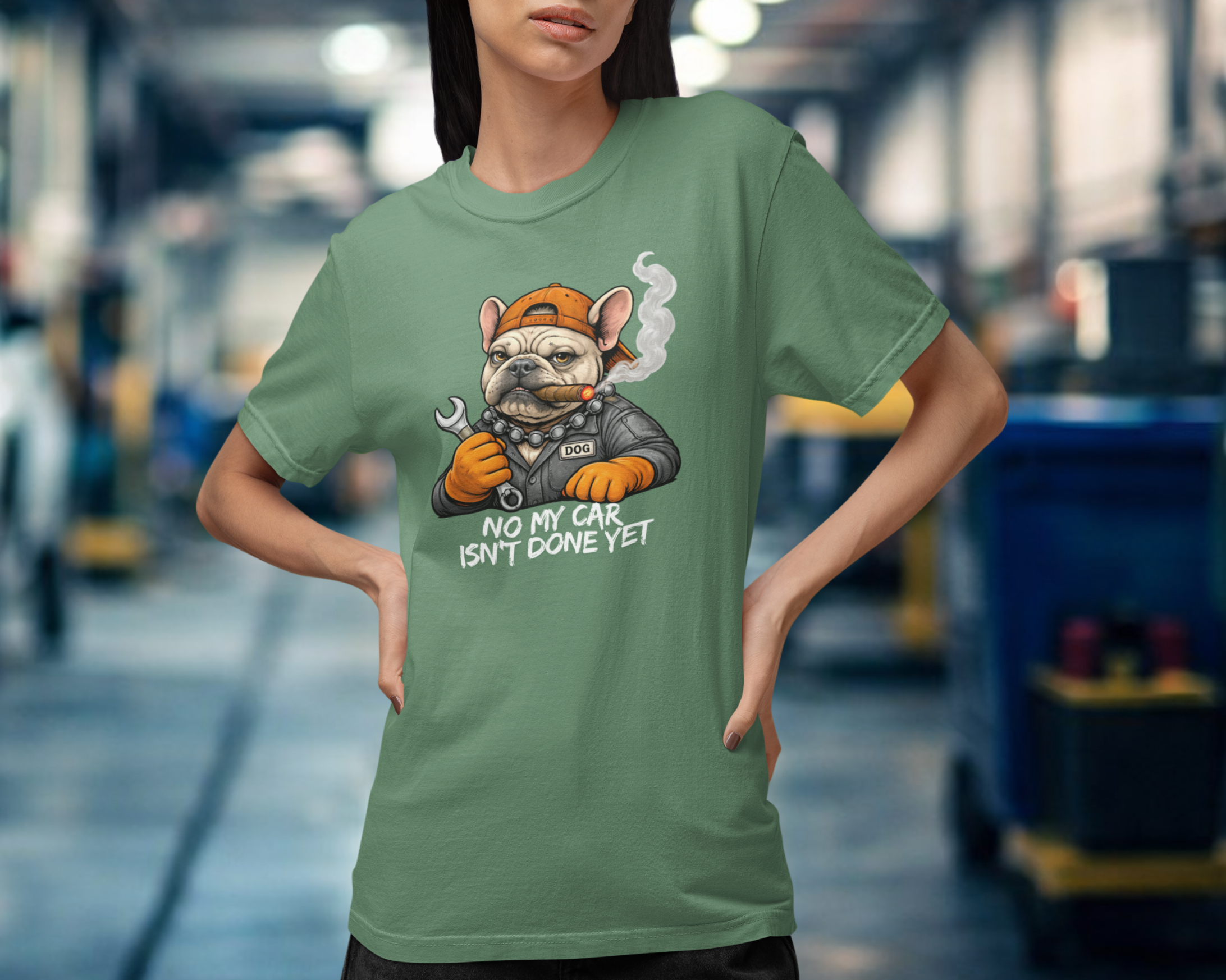 No My Car Isn`t Done Yet — Mechanic Dog Tee